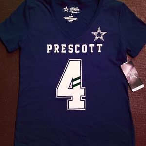 WOMANS DAK PRESCOTT "Kimmy Player" Glitter Print Navy Blue T-Shirt (M, L, XL)